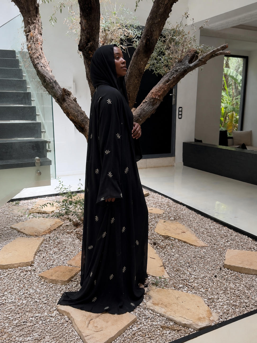 Abaya en mousseline Noir