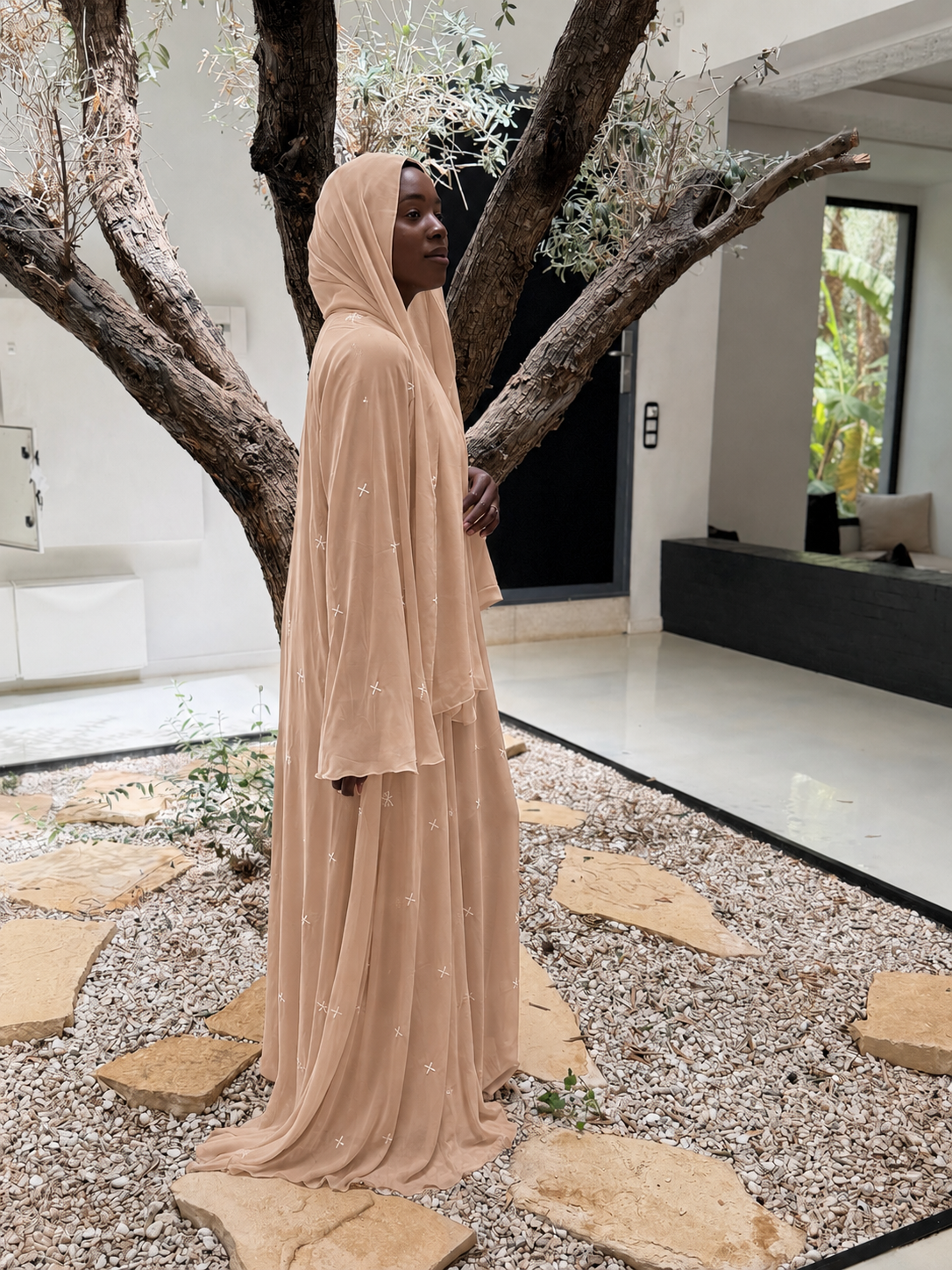 Abaya en mousseline Beige