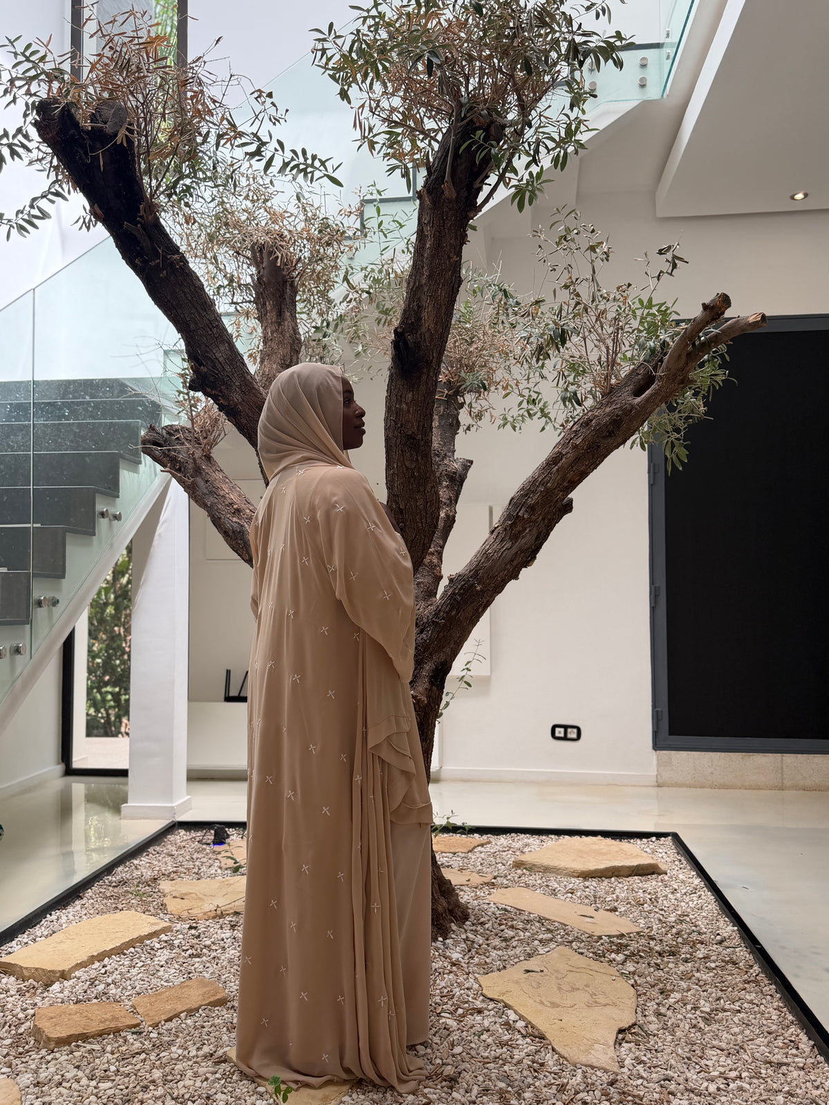 Abaya en mousseline Beige
