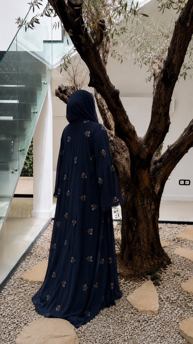 Abaya en mousseline Bleu foncé