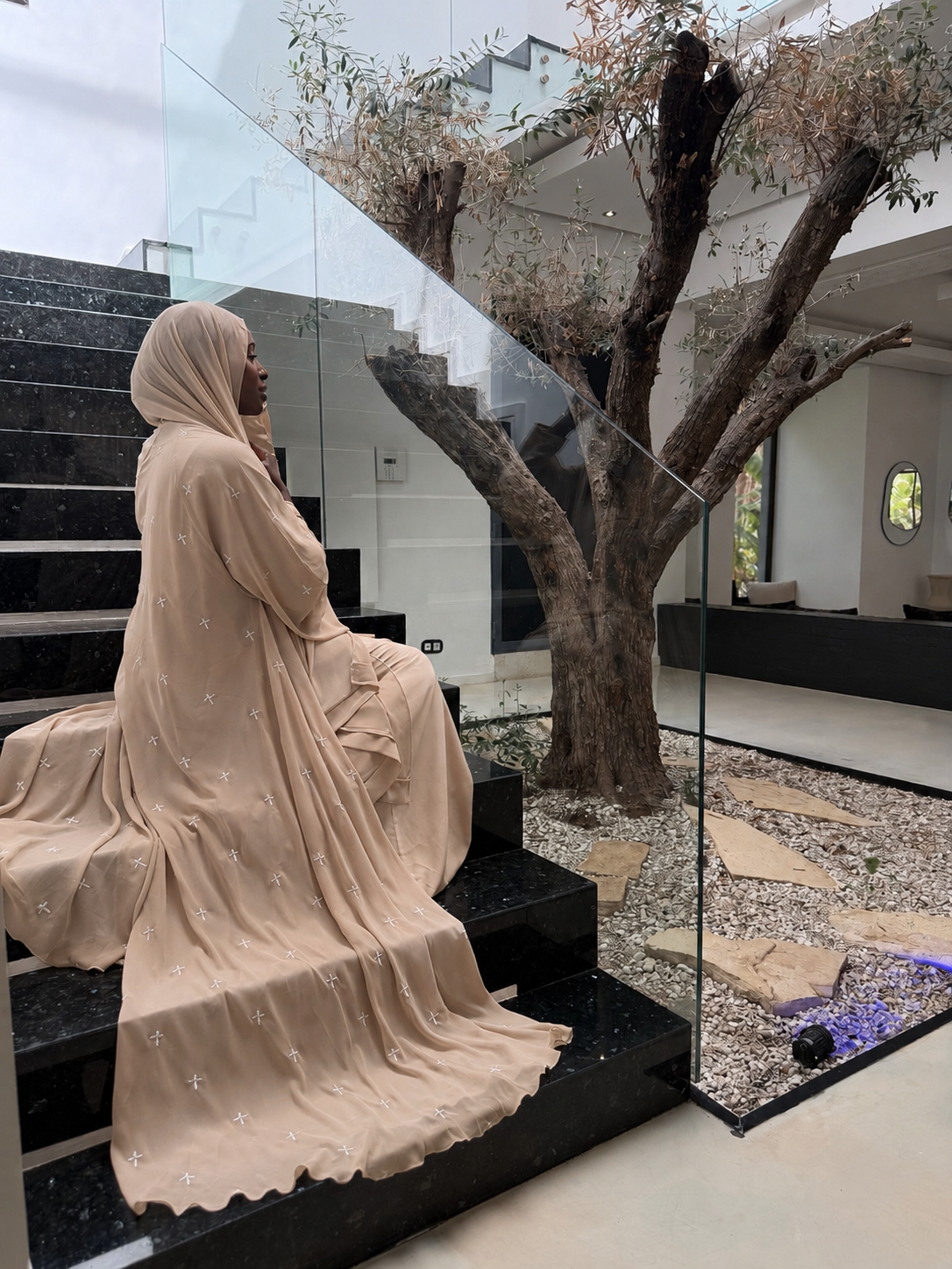 Abaya en mousseline Beige