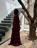 Abaya en mousseline Rouge bordeaux