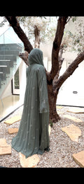 Abaya en mousseline Vert sauge