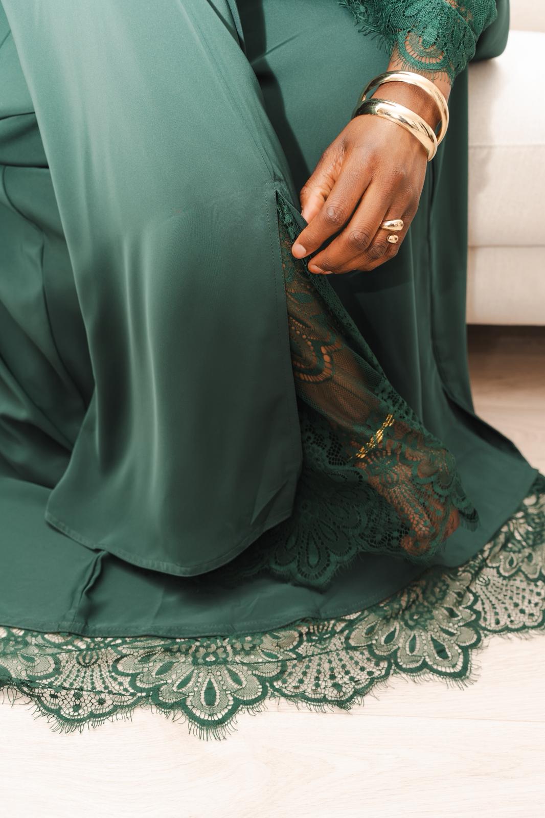 Abaya dentelle - Vert