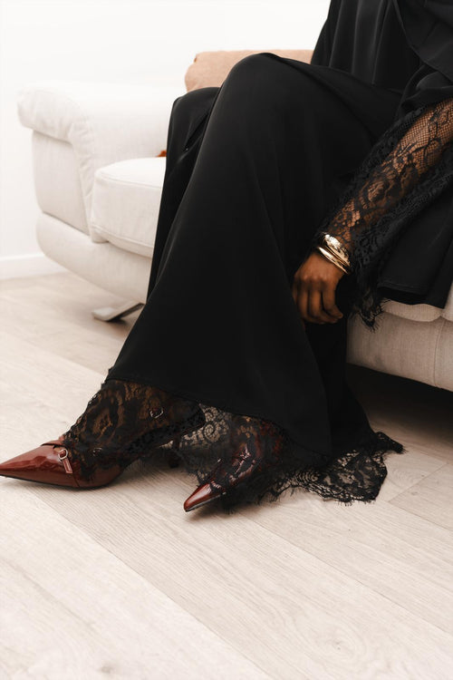 Abaya dentelle - Noir