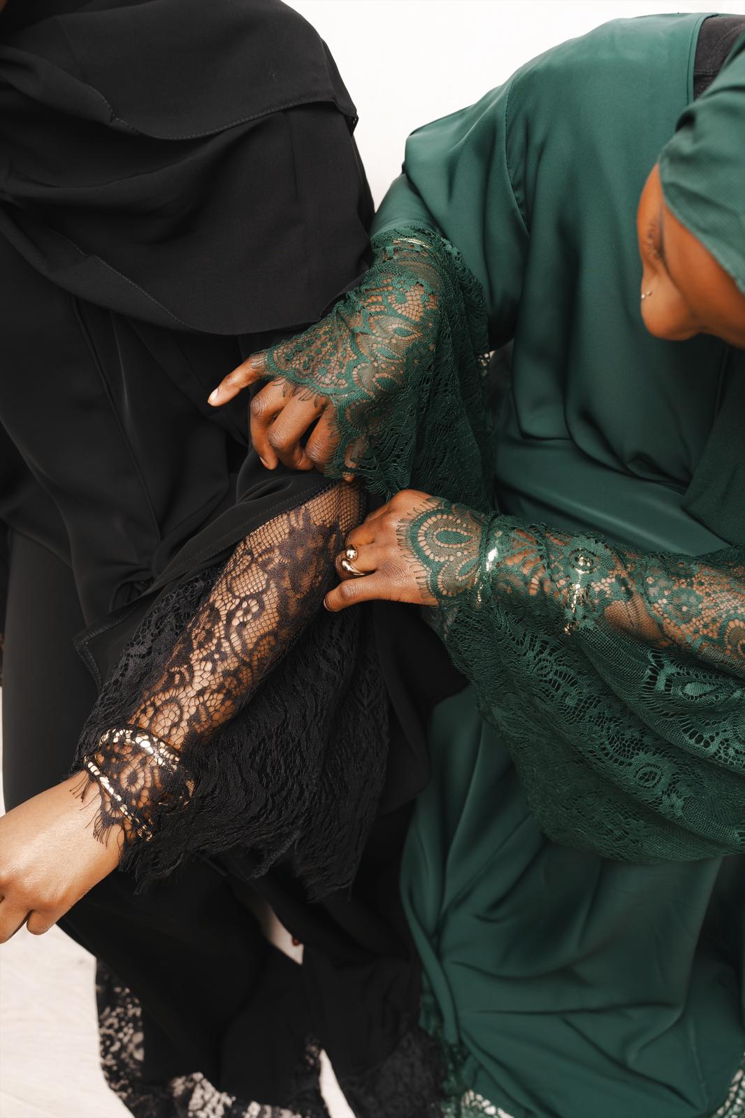 Abaya dentelle - Vert