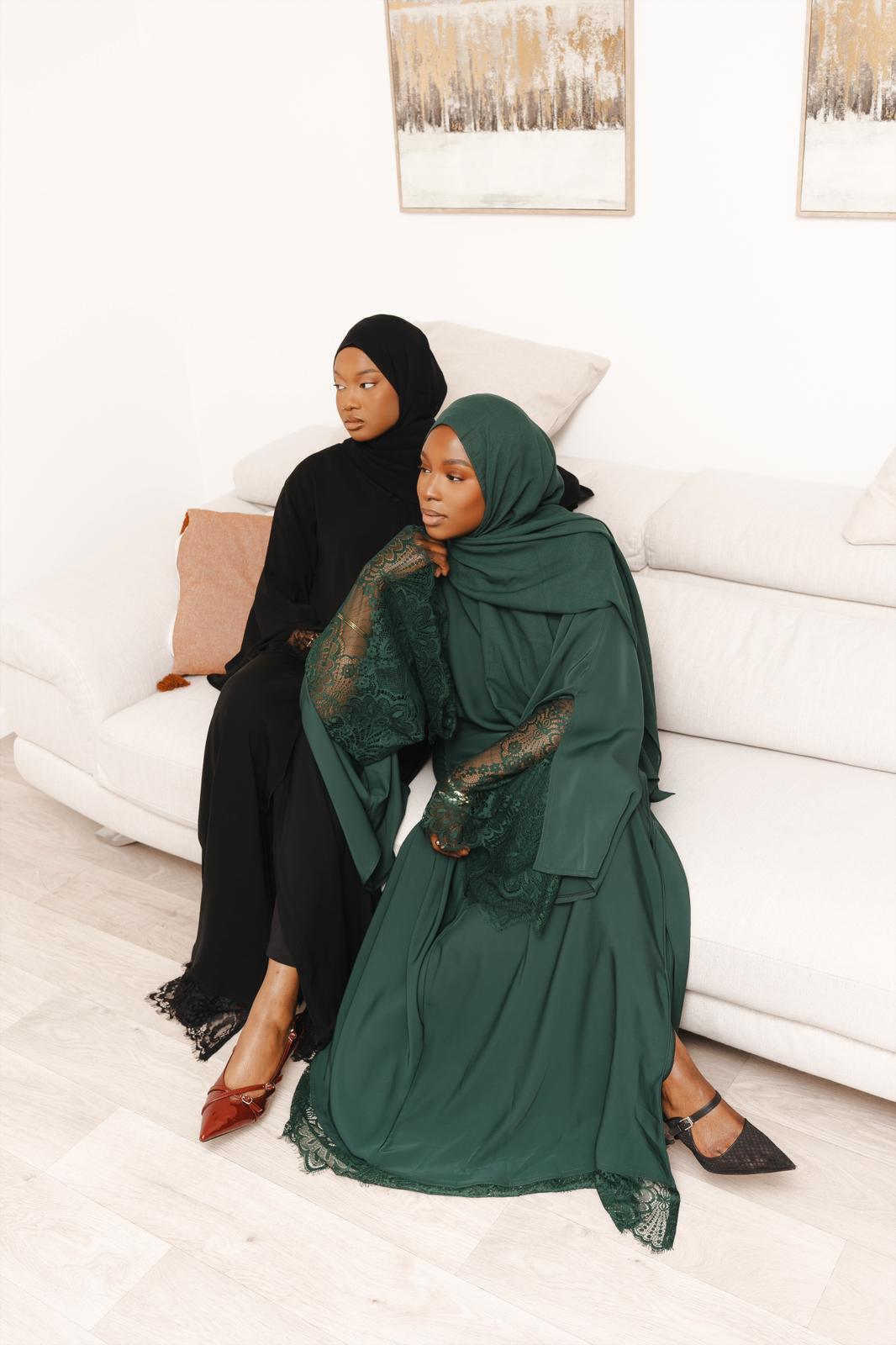 Abaya dentelle - Vert