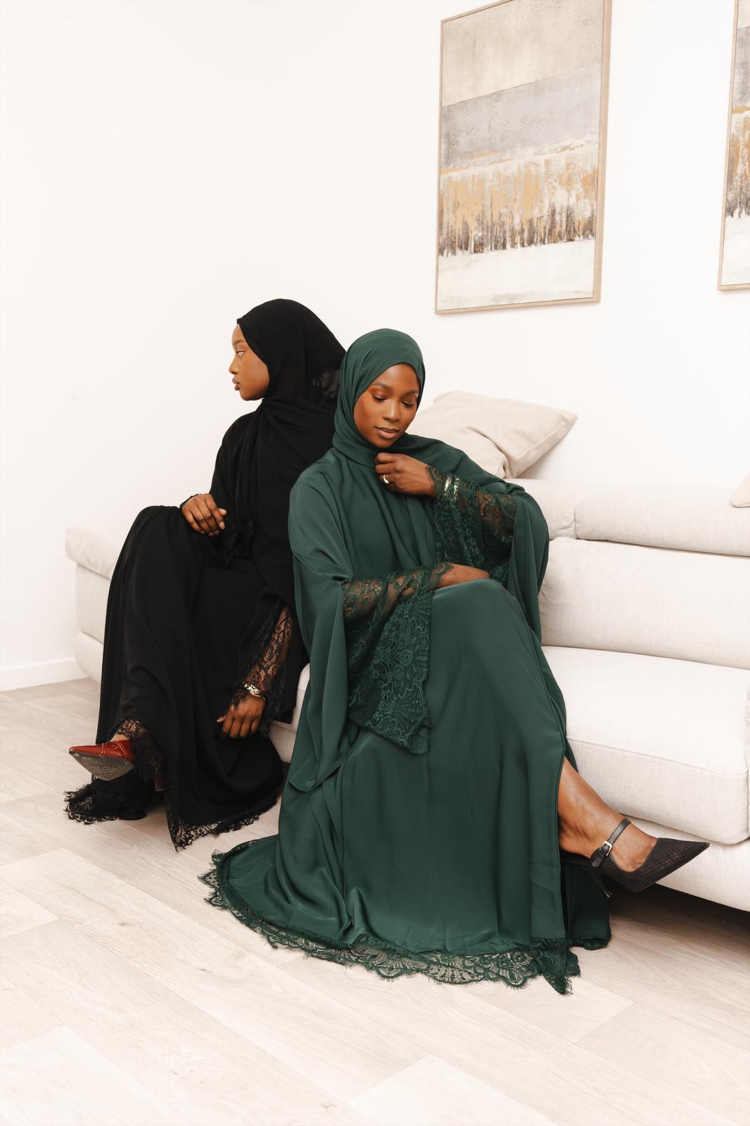 Abaya dentelle - Noir